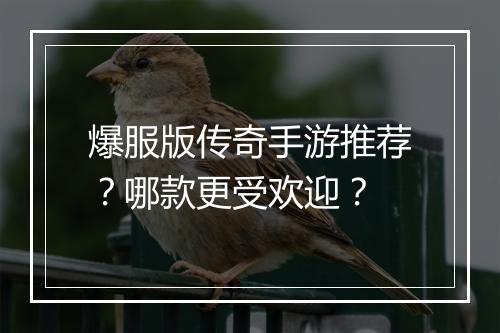 爆服版传奇手游推荐？哪款更受欢迎？