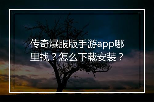 传奇爆服版手游app哪里找？怎么下载安装？