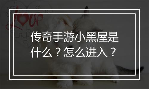 传奇手游小黑屋是什么？怎么进入？