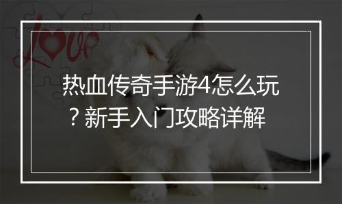 热血传奇手游4怎么玩？新手入门攻略详解