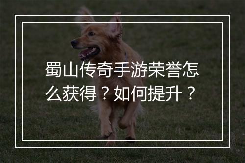 蜀山传奇手游荣誉怎么获得？如何提升？