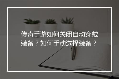传奇手游如何关闭自动穿戴装备？如何手动选择装备？