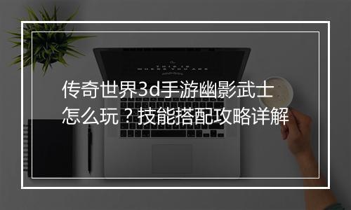 传奇世界3d手游幽影武士怎么玩？技能搭配攻略详解