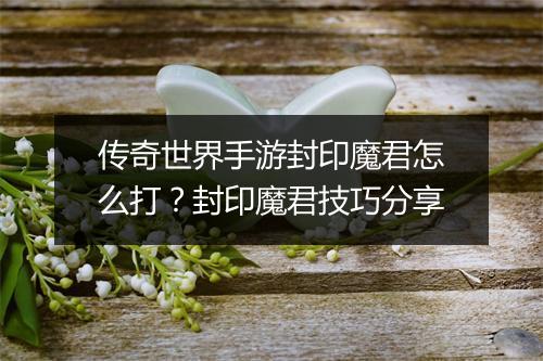传奇世界手游封印魔君怎么打？封印魔君技巧分享