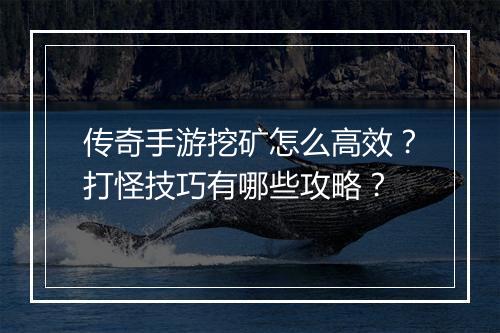 传奇手游挖矿怎么高效？打怪技巧有哪些攻略？