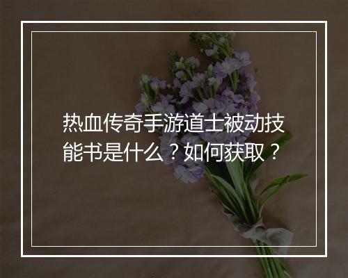 热血传奇手游道士被动技能书是什么？如何获取？