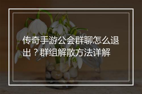 传奇手游公会群聊怎么退出？群组解散方法详解