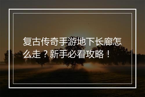 复古传奇手游地下长廊怎么走？新手必看攻略！