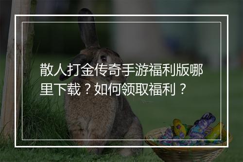 散人打金传奇手游福利版哪里下载？如何领取福利？