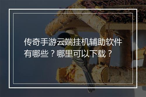 传奇手游云端挂机辅助软件有哪些？哪里可以下载？
