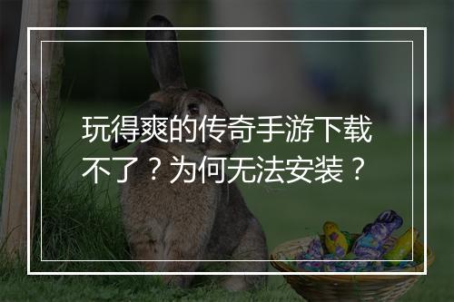 玩得爽的传奇手游下载不了？为何无法安装？