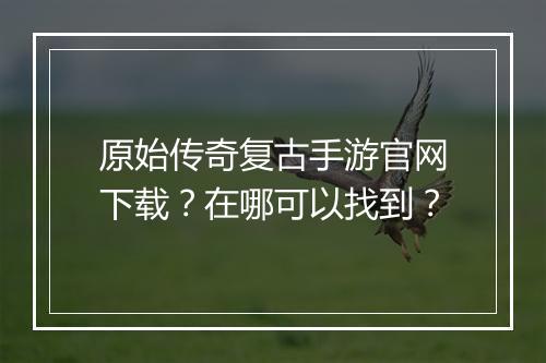 原始传奇复古手游官网下载？在哪可以找到？