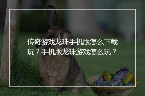 传奇游戏龙珠手机版怎么下载玩？手机版龙珠游戏怎么玩？