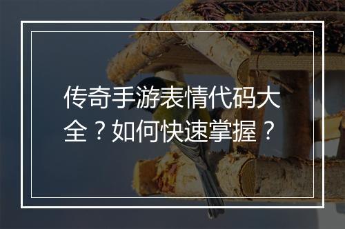 传奇手游表情代码大全？如何快速掌握？