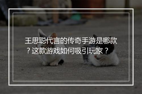 王思聪代言的传奇手游是哪款？这款游戏如何吸引玩家？