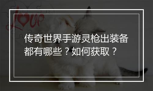 传奇世界手游灵枪出装备都有哪些？如何获取？