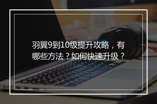 羽翼9到10级提升攻略，有哪些方法？如何快速升级？
