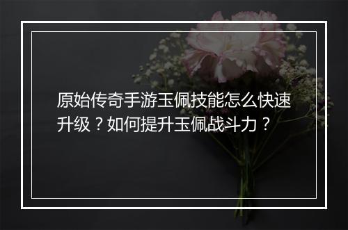 原始传奇手游玉佩技能怎么快速升级？如何提升玉佩战斗力？