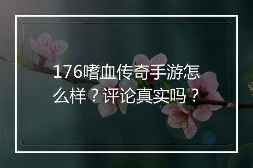 176嗜血传奇手游怎么样？评论真实吗？