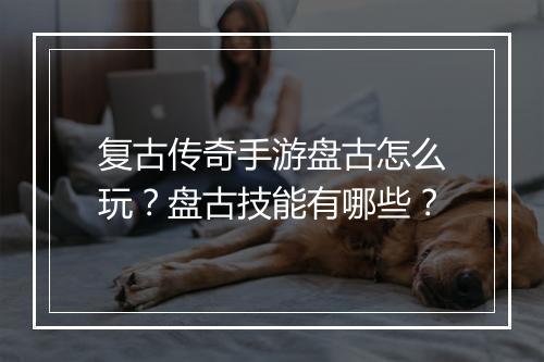 复古传奇手游盘古怎么玩？盘古技能有哪些？