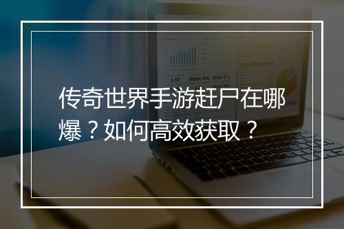 传奇世界手游赶尸在哪爆？如何高效获取？