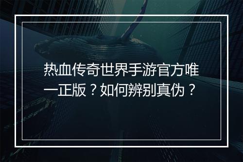 热血传奇世界手游官方唯一正版?如何辨别真伪?