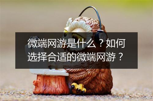 微端网游是什么？如何选择合适的微端网游？