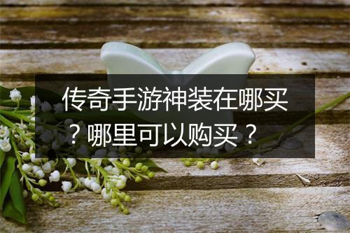 传奇手游神装在哪买？哪里可以购买？