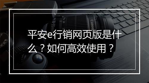 平安e行销网页版是什么？如何高效使用？