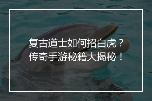 复古道士如何招白虎？传奇手游秘籍大揭秘！