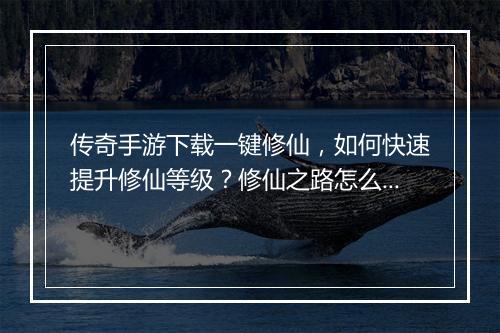 传奇手游下载一键修仙，如何快速提升修仙等级？修仙之路怎么走？