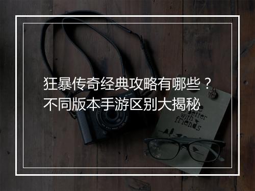 狂暴传奇经典攻略有哪些？不同版本手游区别大揭秘