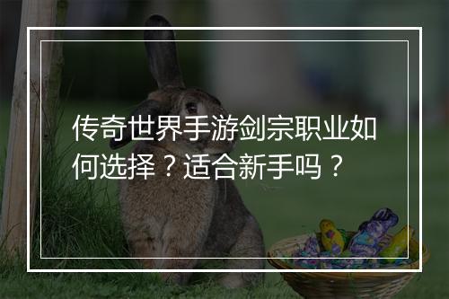 传奇世界手游剑宗职业如何选择？适合新手吗？