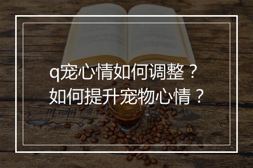 q宠心情如何调整？如何提升宠物心情？