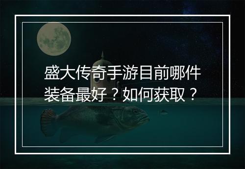 盛大传奇手游目前哪件装备最好？如何获取？
