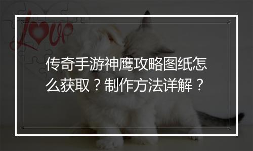 传奇手游神鹰攻略图纸怎么获取？制作方法详解？