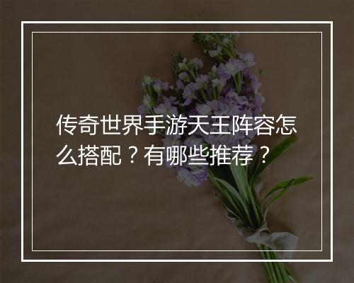 传奇世界手游天王阵容怎么搭配？有哪些推荐？