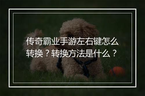 传奇霸业手游左右键怎么转换？转换方法是什么？