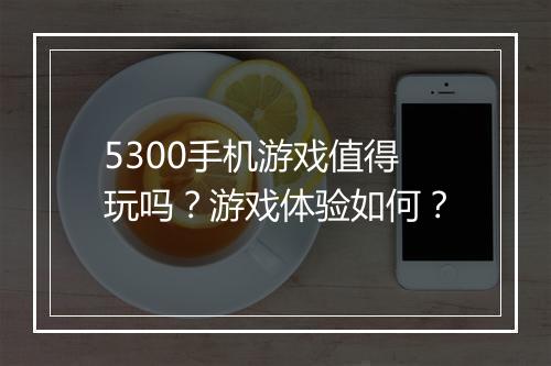 5300手机游戏值得玩吗？游戏体验如何？