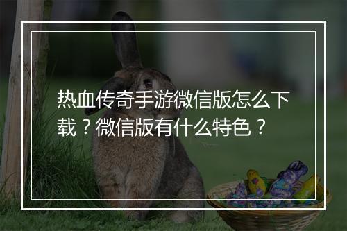 热血传奇手游微信版怎么下载？微信版有什么特色？