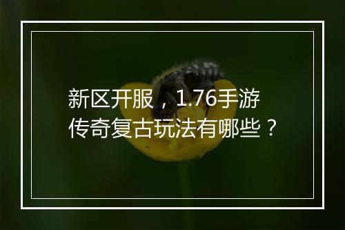 新区开服，1.76手游传奇复古玩法有哪些？
