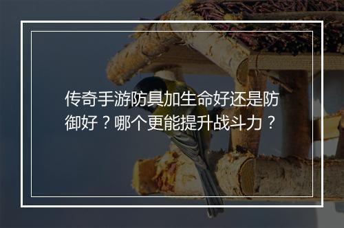 传奇手游防具加生命好还是防御好？哪个更能提升战斗力？