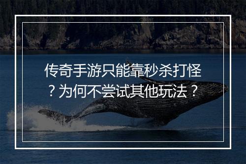 传奇手游只能靠秒杀打怪？为何不尝试其他玩法？