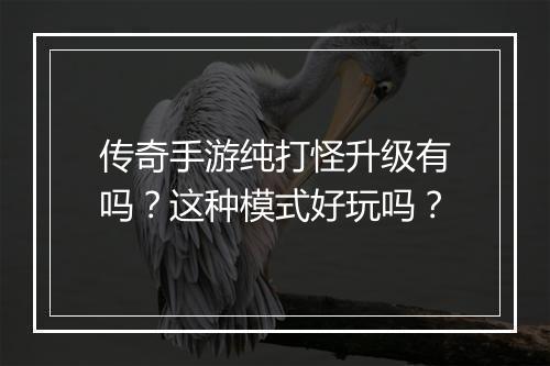 传奇手游纯打怪升级有吗？这种模式好玩吗？