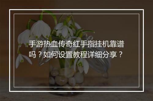 手游热血传奇红手指挂机靠谱吗？如何设置教程详细分享？