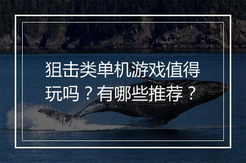 狙击类单机游戏值得玩吗？有哪些推荐？