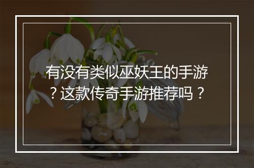 有没有类似巫妖王的手游？这款传奇手游推荐吗？