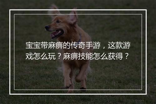 宝宝带麻痹的传奇手游，这款游戏怎么玩？麻痹技能怎么获得？