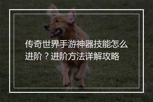 传奇世界手游神器技能怎么进阶？进阶方法详解攻略