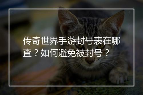 传奇世界手游封号表在哪查？如何避免被封号？